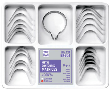 "Pony" metal contoured matrices. Kit with "Slot"-ring 1.350 (24 pcs.)