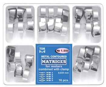 Metal Contoured Matrices for Molars Combined with Clamp 1.550 (16 pcs.)