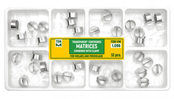 Kit of premolar and molar transparent contoured matrices combined with clamp 1.096 (32 pcs.)