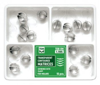 Kit of molar transparent contoured matrices combined with clamp 1.195 16 pcs.